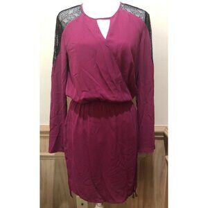 Fable Long Sleeve Dress ~ Lace Shoulders~ Purple ~ Size Small